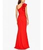 Color:Red - Image 2 - Petite Size Sleeveless Ruffled One Shoulder Scuba Crepe Sheath Gown