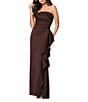 Xscape Petite Size Strapless Side Cascading Ruffle Long Sheath Dress - Image 3