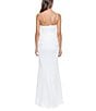 Xscape Petite Size Stretch Asymmetrical Neck Sleeveless Cascading Ruffle Gown, Color:Ivory - Image 2