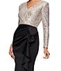 Xscape Petite V Neck Long Sleeve Cascading Ruffle Sequin Detail Long Gown - Image 4