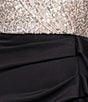 Xscape Petite V Neck Long Sleeve Cascading Ruffle Sequin Detail Long Gown - Image 5
