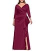 Xscape Plus Size 3/4 Sleeve Ruched Scuba Gown - Image 1