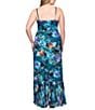 Xscape Plus Size Chiffon Strapless Floral Print Wrap Front Ruffle Dress, Color:Teal/Multi - Image 2