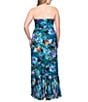 Xscape Plus Size Chiffon Strapless Floral Print Wrap Front Ruffle Dress, Color:Teal/Multi - Image 5