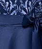 Xscape Plus Size Floral Sequin Embroidered Mesh Long Sleeve Satin Tie Waist Ball Gown, Color:Periwinkle/Navy - Image 5