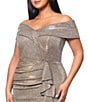 Xscape Plus Size Off-the-Shoulder Sweetheart Neck Short Sleeve Cascading Ruffle Sheath Dress, Color:Sand - Image 4