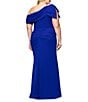 Xscape Plus Size One Shoulder Sleeveless Bow Sheath Gown, Color:Marine - Image 2