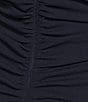 Color:Navy - Image 3 - Plus Size Ruffled Off-the-Shoulder Short Sleeve Crepe Sheath Gown