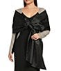 Xscape Plus Size Satin Shawl Bow Wrap - Image 1