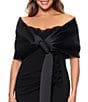 Xscape Plus Size Satin Shawl Bow Wrap - Image 3