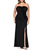Xscape Plus Size Scuba Strapless Sleeveless Flower Detail Gown - Image 1