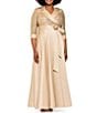 Xscape Plus Size Sequin 3/4 Sleeve Tuxedo Gown - Image 1