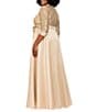 Xscape Plus Size Sequin 3/4 Sleeve Tuxedo Gown - Image 2