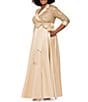 Xscape Plus Size Sequin 3/4 Sleeve Tuxedo Gown - Image 3
