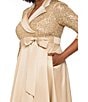 Xscape Plus Size Sequin 3/4 Sleeve Tuxedo Gown - Image 4