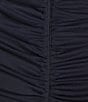 Color:Navy - Image 4 - Plus Size Short Sleeve Beaded Illusion Boat Neck Ruched Long Dress