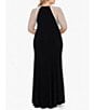 Color:Black Nude - Image 2 - Plus Size Short Sleeve Crew Neck Beaded Gown