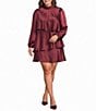 Xscape Plus Size Short Tiered Mock Neck Satin Dress - Image 1