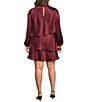 Xscape Plus Size Short Tiered Mock Neck Satin Dress - Image 2