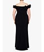 Color:Black - Image 2 - Plus Size Sleeveless Ruffled Off-the-Shoulder Sheath Gown