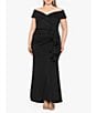 Color:Black - Image 1 - Plus Size Sleeveless Sweetheart Neck Cascade Ruffled Long Scuba Crepe Dress