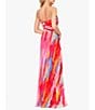 Color:Fuchsia/Multi - Image 2 - Printed Pleated Chiffon Halter Neckl Sleeveless Maxi Dress