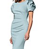 Xscape Rosette Short Sleeve Ruched Back Sheath Gown - Image 4