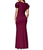 Xscape Rosette Short Sleeve Ruched Back Sheath Gown - Image 2