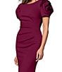 Xscape Rosette Short Sleeve Ruched Back Sheath Gown - Image 4