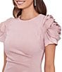 Xscape Rosette Short Sleeve Ruched Back Sheath Gown, Color:Blush - Image 3