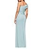 Xscape Ruched One-Shoulder Scuba Gown, Color:Sage - Image 2
