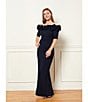 Xscape Ruffled Off-the-Shoulder Short Sleeve Crepe Sheath Gown, Color:Navy - Image 5