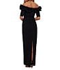 Xscape Ruffled Off-the-Shoulder Short Sleeve Crepe Sheath Gown, Color:Black - Image 2