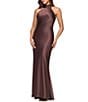 Xscape Satin Halter Bow Tie Back Sleeveless Sheath Gown - Image 3