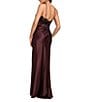 Xscape Satin Lace Combo Halter Strap Sleeveless Long Sheath Dress - Image 2