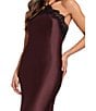 Xscape Satin Lace Combo Halter Strap Sleeveless Long Sheath Dress - Image 4