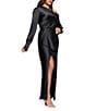 Xscape Satin One Shoulder Long Sleeve Front Ruffle Dress, Color:Black - Image 3