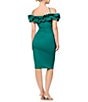 Xscape Scuba Crepe Off The Shoulder Halter Neck Ruffle Trim Pleated Dress - Image 2
