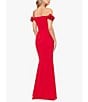 Color:Red - Image 2 - Scuba Crepe Off-the-Shoulder Ruffle Sleeve Gown