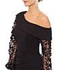 Xscape Scuba Crepe One Shoulder Long 3D Floral Sleeve Gown - Image 4