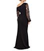 Xscape Scuba Crepe One Shoulder Long 3D Floral Sleeve Gown - Image 2
