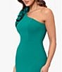 Color:Green - Image 4 - Scuba Crepe One Shoulder Sleeveless Ruffle Shoulder Gown