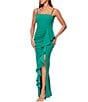 Xscape Scuba Petite Size Ruffle Front Scuba Crepe Dress, Color:Green - Image 3