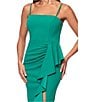 Xscape Scuba Petite Size Ruffle Front Scuba Crepe Dress, Color:Green - Image 4