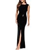 Xscape Sleeveless Side Ruching Velvet Gown - Image 3