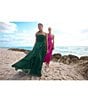 Xscape Strapless Organza Ruffle Gown, Color:Green - Image 6