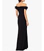 Color:Black - Image 2 - Stretch Crepe Wire Ruffle Off-The-Shoulder Cap Sleeve Mermaid Gown