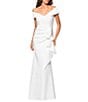 Xscape Stretch Off-the-Shoulder Short Sleeve Mermaid Gown with Ruffle, Color:Ivory - Image 1