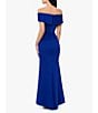 Color:Marine - Image 2 - Stretch Off-the-Shoulder Short Sleeve Mermaid Gown with Ruffle