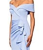 Xscape Stretch Off-the-Shoulder Short Sleeve Mermaid Gown with Ruffle, Color:Periwinkle - Image 4